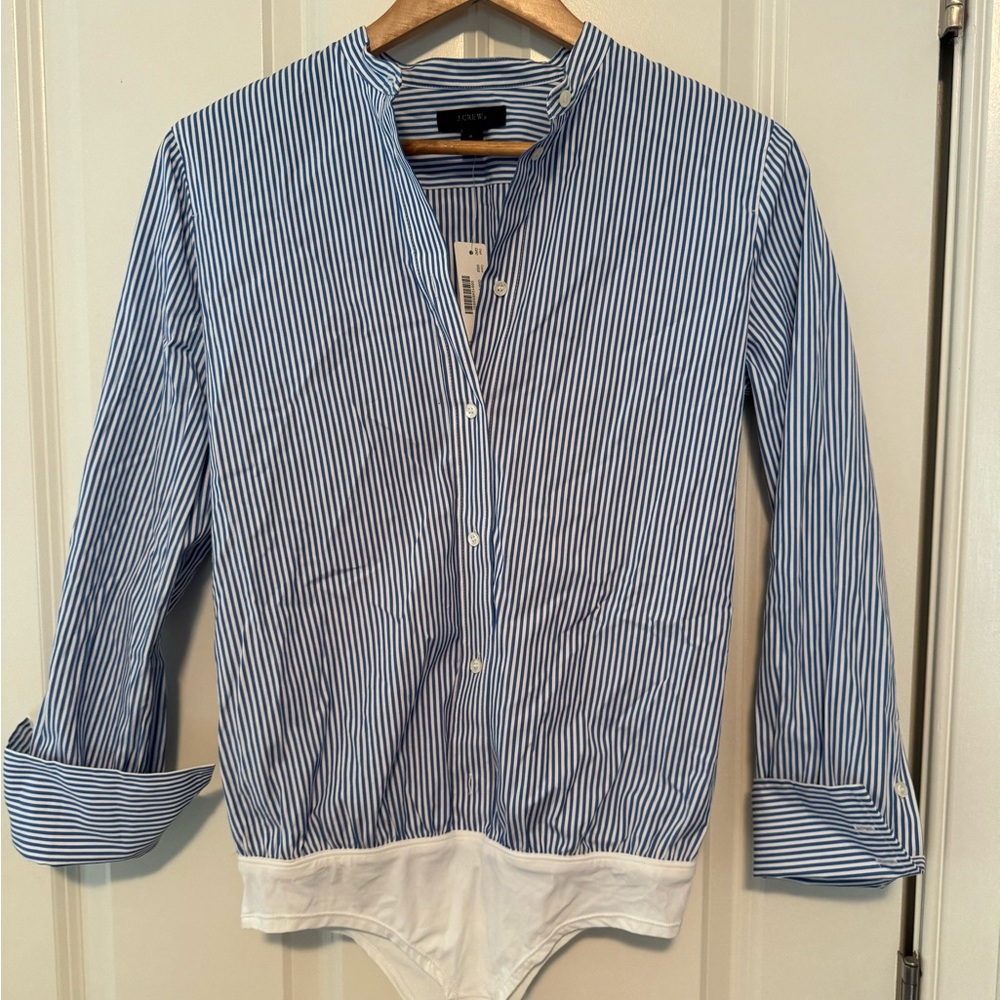 Blue stripped button down blouse